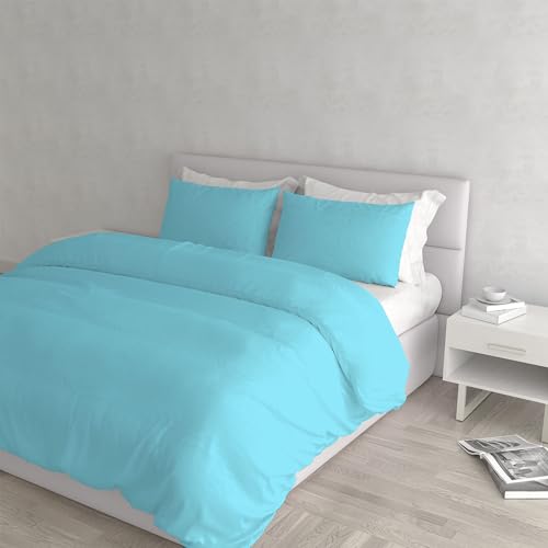 Italian Bed Linen Eleganter Bettbezug, hellblau, für Doppelbett von Italian Bed Linen