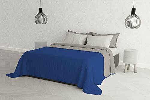 Italian Bed Linen Estivo Ehebett, Blu Royal/Grigio Chiaro, 260 x 270 cm von Italian Bed Linen