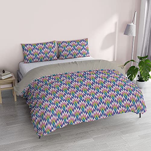 Italian Bed Linen “Fantasy” Bettbezug, Bedruckte mikrofaser, Zig Zag, Doppelte von Italian Bed Linen