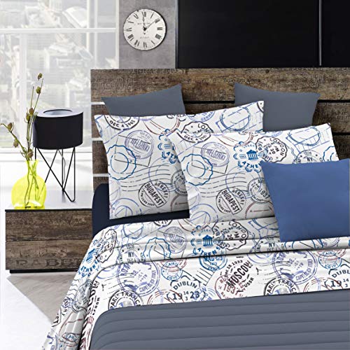 Italian Bed Linen, Fashion Bettwäsche-Set, Microfiber, Travel Life, Kleines Doppelbett von Italian Bed Linen