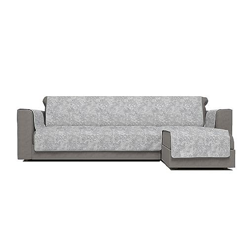 Italian Bed Linen Glamour Rutschfester Sofabezug mit Halbinsel rechts, hellgrau, 240 cm von Italian Bed Linen