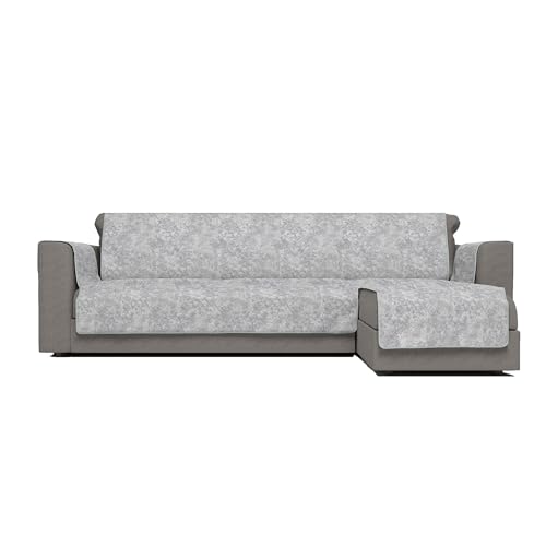 Italian Bed Linen Glamour Rutschfester Sofabezug mit rechter Halbinsel, Hellgrau, 240 cm von Italian Bed Linen