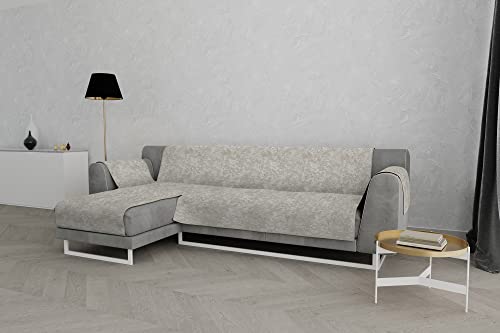Italian Bed Linen “Glamour” rutschfest Sofa Abdeckung mit Chaise-Longue Links, Beige, 190cm, Leinen von Italian Bed Linen