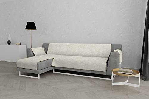 Italian Bed Linen “ Glamour” rutschfest Sofa Abdeckung mit Chaise-Longue Links, Creme, 290cm von Italian Bed Linen