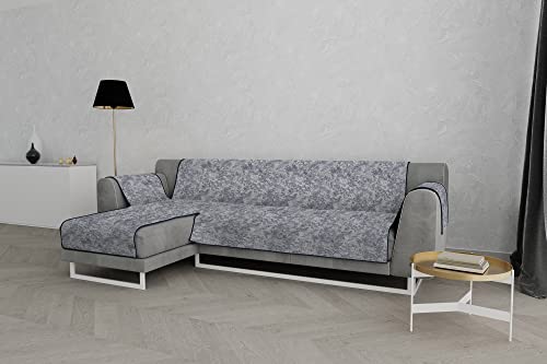 Italian Bed Linen “Glamour” rutschfest Sofa Abdeckung mit Chaise-Longue Links, Dunkel blau, 240cm, Leinen Leder von Italian Bed Linen