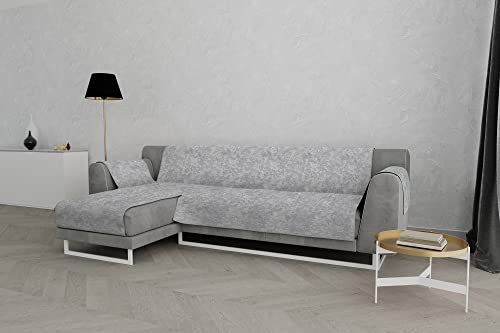 Italian Bed Linen “ Glamour” rutschfest Sofa Abdeckung mit Chaise-Longue Links, Hell grau, 290cm von Italian Bed Linen