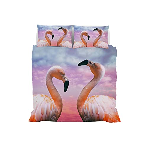 Italian Bed Linen Bettbezug aus Mikrofaser mit Digitaldruck Goodnight, Flamingo, Doppelbett von Italian Bed Linen