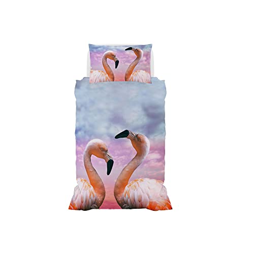 Italian Bed Linen Bettbezug aus Mikrofaser mit Digitaldruck Goodnight, Flamingo, Einzelbett von Italian Bed Linen