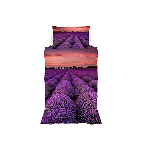 Italian Bed Linen Bettbezug aus Mikrofaser mit Digitaldruck Goodnight, Lavendel, Einzelbett von Italian Bed Linen