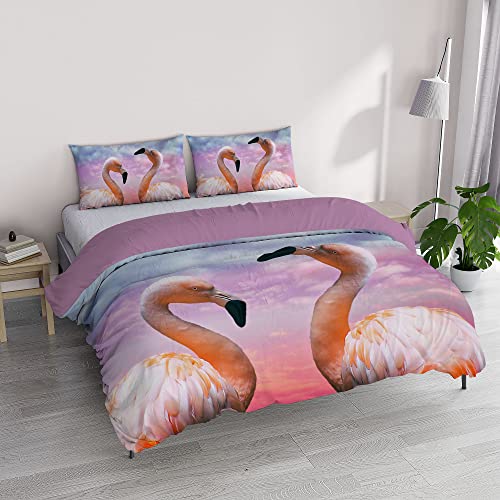 Italian Bed Linen "Goodnight Bettwäsche-Set mit Digitaldruck, Mikrofaser, Flamingo, Doppelbett von Italian Bed Linen