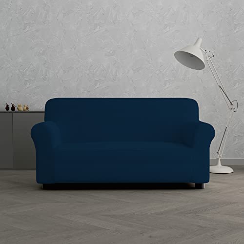 Italian Bed Linen “IRIS” elastische Sofabezug, Couchbezug, Dunkelblau, 2 Plätze von Italian Bed Linen