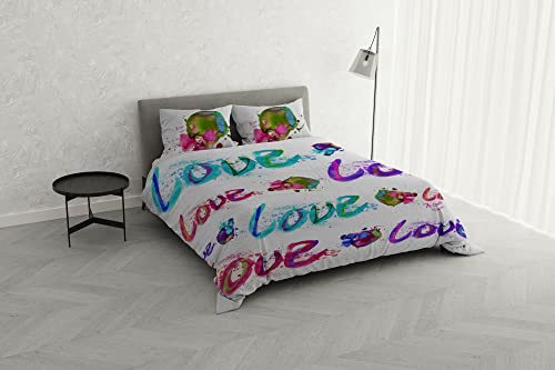 Italian Bed Linen KI-OSA KIO-614 Bettwäsche-Set mit Digitaldruck, 100% weiche Baumwolle, hergestellt in Italien, Doppelbett von Italian Bed Linen