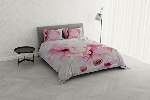 Italian Bed Linen KI-OSA KIO-640 Bettwäsche-Set mit Digitaldruck, 100% weiche Baumwolle, hergestellt in Italien, Doppelbett von Italian Bed Linen
