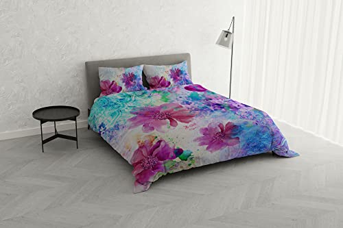 Italian Bed Linen KI-OSA KIO-646 Bettwäsche-Set mit Digitaldruck, 100% weiche Baumwolle, hergestellt in Italien, Doppelbett von Italian Bed Linen