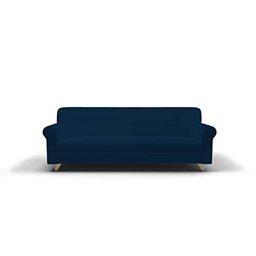 Italian Bed Linen Leslie Elastischer und ausziehbarer Sofabezug, Dunkelblau, 3 Plätze von Italian Bed Linen