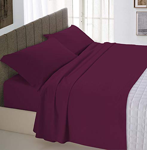 Italian Bed Linen Max Color Bettwäsche-Set, Pflaume, Doppelte von Italian Bed Linen