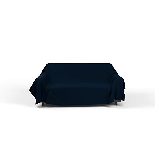 Italian Bed Linen Dekoratives Tuch MAX Color, sofabezug, Dunkelblau, 170x300cm von Italian Bed Linen