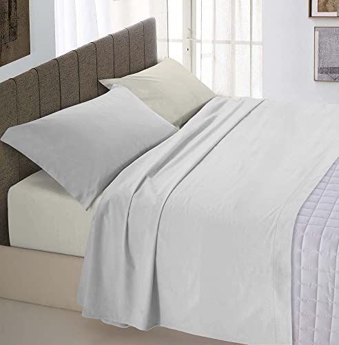 Italian Bed Linen “Natural Color” Bettwäsche Set, 100% Baumwolle, Hellgrau/Creme, Einzeln von Italian Bed Linen