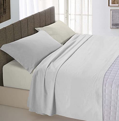 Italian Bed Linen “Natural Color” Bettwäsche Set, 100% Baumwolle, Hellgrau/Creme, Kleine Doppelte von Italian Bed Linen