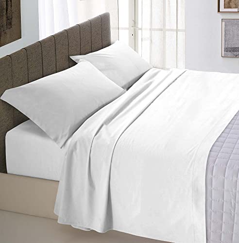 “Natural Color” Bettwäsche Set, 100% Baumwolle, Weiss/Weiss, Kleine Doppelte von Italian Bed Linen