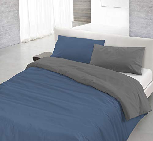 Italian Bed Linen Natural Color Doubleface Bettbezug, 100% Baumwolle, Turteltaube/Creme, Doppelte von Italian Bed Linen