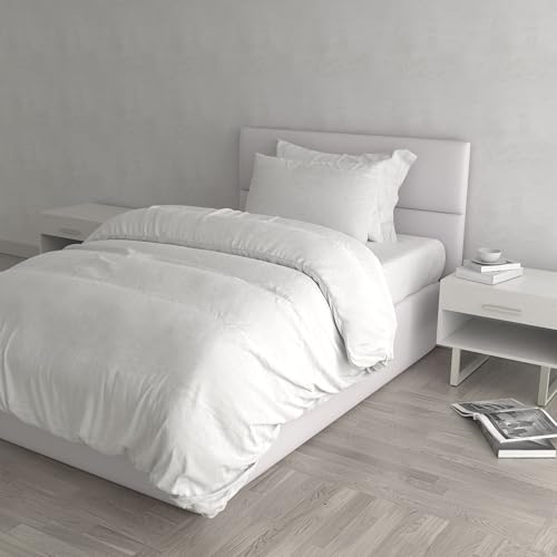 Natural Color Doubleface Bettbezug, Weiss/Weiss, Einzelne Natural Color Doubleface Bettbezug, Weiss/Weiss, Einzelne von Italian Bed Linen