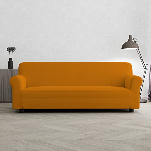 Italian Bed Linen Piu Bello Sofabezug bielastico ausziehbar, Orange, 3 PLÄTZE von Italian Bed Linen