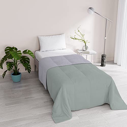 Italian Bed Linen Romantic Steppdecke für Frühling/Sommer, Mikrofaser, Motiv: Pfirsichhaut, für Einzelbett, 170 x 260 cm, Grau/Silber von Italian Bed Linen