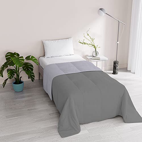 Italian Bed Linen Romantic Steppdecke für Frühling/Sommer, Mikrofaser, Pfirsichhand, Einzelbett 170 x 260 cm, Dunkelgrau/Silber von Italian Bed Linen
