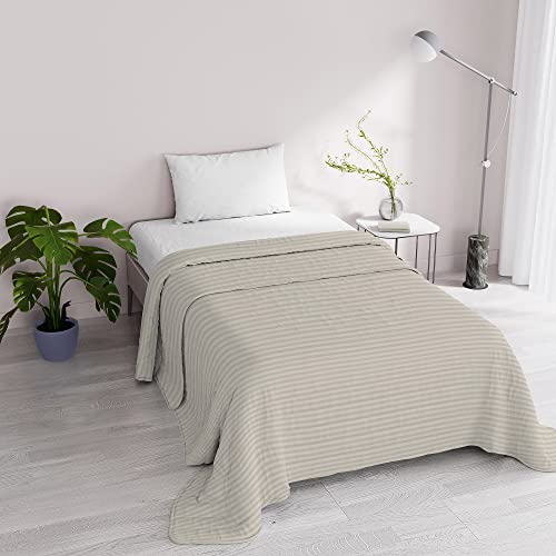 Satin Stripes Sommer Steppdecke, Polyester, Turteltaube, 170x250 cm von Italian Bed Linen