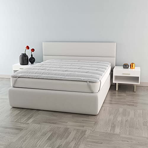 Italian Bed Linen Silver Gesteppte Angströhre mit Gummiringen,165x195cm,weiß, Leinen, 160 x 195 cm von Italian Bed Linen