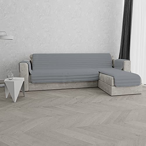 Italian Bed Linen Sofabezug TRENDY mit umkehrbarer Halbinsel, Hellgrau, 290cm von Italian Bed Linen