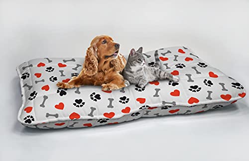 Italian Bed Linen Sogni e Capricci Pets Maxy Kissen gesteppt, Dogs World cremefarben, 60 x 100 cm von Italian Bed Linen