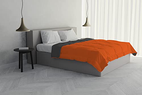 Italian Bed Linen Sommer-Daunendecke, Mikrofaser, Orange/Dunkelgrau, 2-Sitzer von Italian Bed Linen