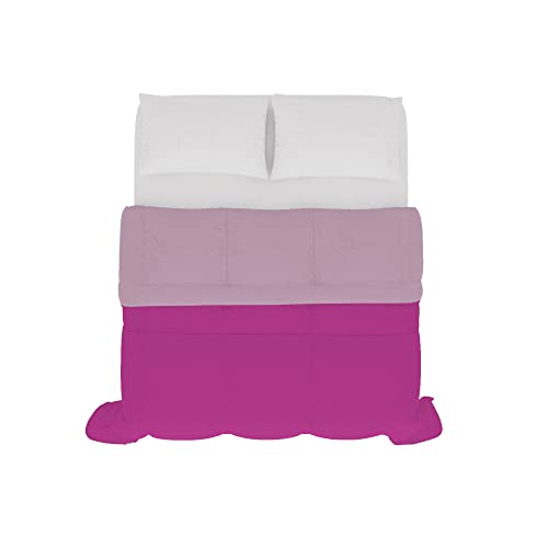 Italian Bed Linen Sommer-Steppdecke, zweifarbig, 250 x 200 cm, Lila/Fuchsia von Italian Bed Linen