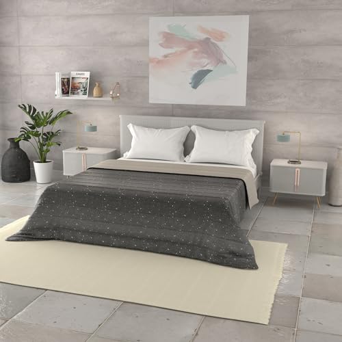 Italian Bed Linen Sommer Steppdecke Basic, Mikrofaser, Stars Grigio, 250x240cm von Italian Bed Linen