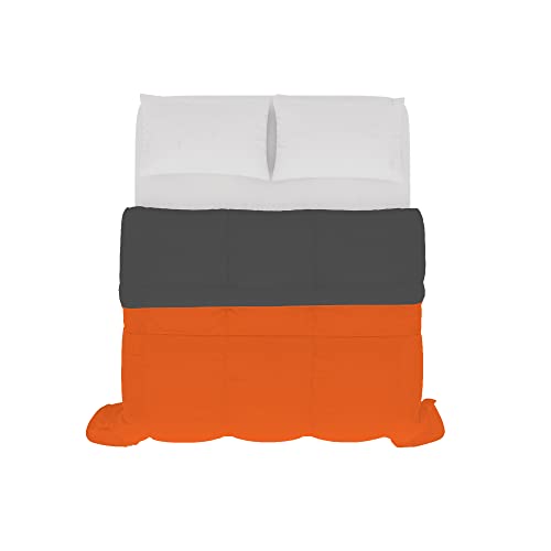 Italian Bed Linen Sommer-Steppdecke SOGNI E Capricci zweifarbig, Orange/Dunkelgrau, 250 x 200 cm von Italian Bed Linen