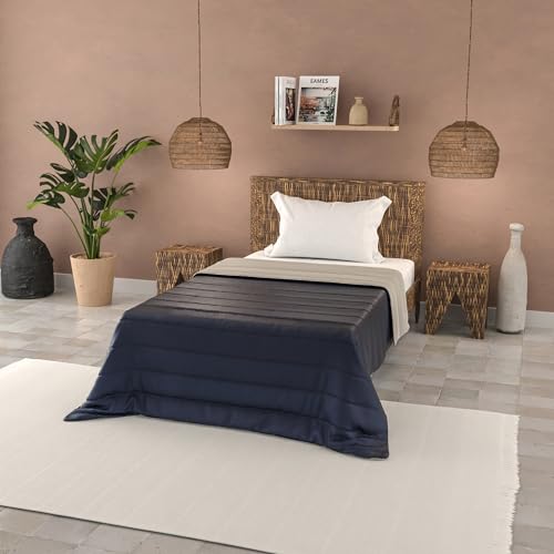 Italian Bed Linen Sommer bettdecke Basic, einfarbig, Mikrofaser, Dunkelblau/Hellgrau, 160x240cm von Italian Bed Linen