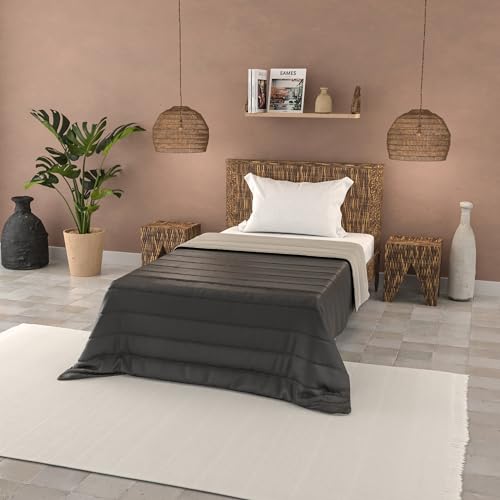 Italian Bed Linen Sommer bettdecke Basic, einfarbig, Mikrofaser, Dunkelgrau/Hellgrau, 160x240cm von Italian Bed Linen