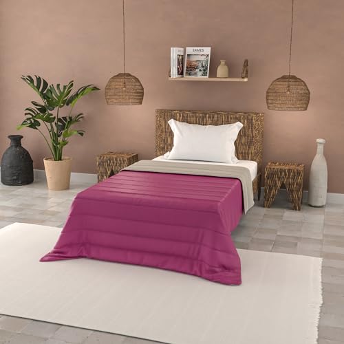 Italian Bed Linen Sommer bettdecke Basic, einfarbig, Mikrofaser, Fuchsia/Hellgrau, 160x240cm von Italian Bed Linen
