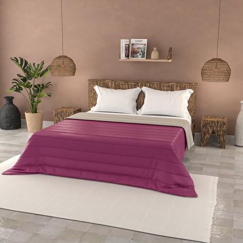 Italian Bed Linen Sommer bettdecke Basic, einfarbig, Mikrofaser, Fuchsia/Hellgrau, 250x240cm von Italian Bed Linen
