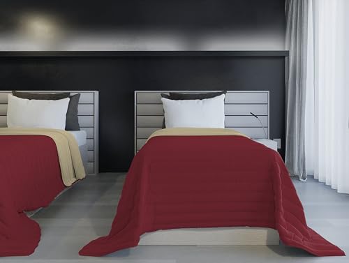 Italian Bed Linen Sommerdecke, feuerfest, zweifarbig, Saia, Bordeaux/Creme, 170 x 270 cm von Italian Bed Linen