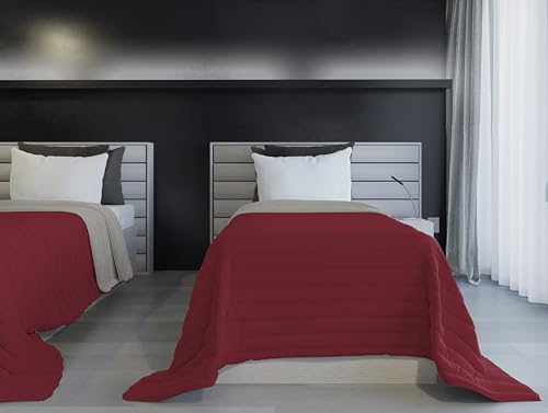 Italian Bed Linen Sommerdecke, feuerfest, zweifarbig, aus Seide, Bordeaux/Hellgrau, 170 x 270 cm von Italian Bed Linen