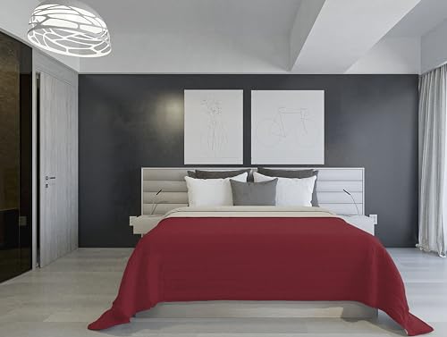 Italian Bed Linen Sommerdecke, feuerfest, zweifarbig, aus Seide, Bordeaux/Hellgrau, 260 x 270 cm von Italian Bed Linen