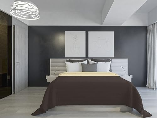 Italian Bed Linen Sommerdecke, flammhemmend, zweifarbig, Saia, Braun/Creme, 260 x 270 cm von Italian Bed Linen