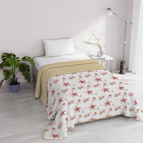 Italian Bed Linen Steppdecke Fantasy, Mikrofaser, für den Sommer, 1,5 Liegeplätze, Starfish von Italian Bed Linen
