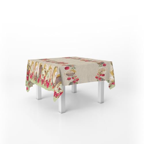 Italian Bed Linen Tischdecke Digitaldruck Fleckschutz 150 x 180 cm Granatapfel von Italian Bed Linen