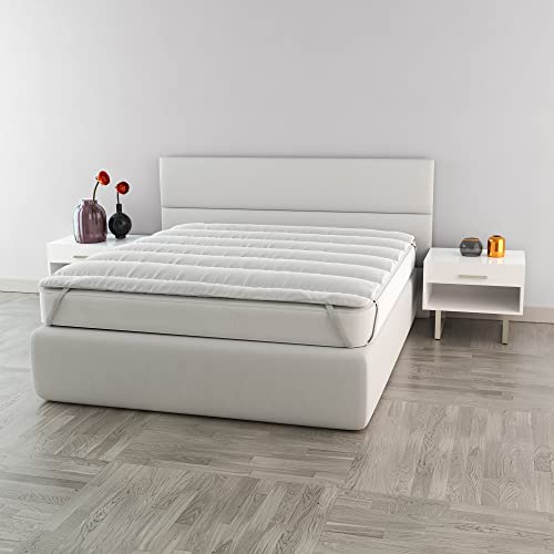 Italian Bed Linen Elegant gesteppt Topper, Weiß, Doppelte von Italian Bed Linen