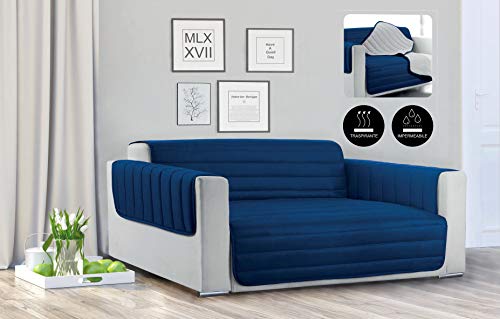 Italian Bed Linen Wasserdicht Trendy Couchüberzüge dunkel blau/hell grau, 100% Mikrofaser, 1 Platz von Italian Bed Linen