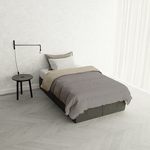 Italian Bed Linen Winter Bettdecke zweifarbig “Oslo”, Sand/Creme, 200x200cm von Italian Bed Linen